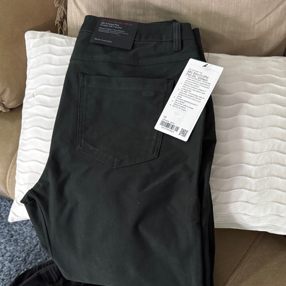NWT!! Lululemon athletica Men's ABC 5-pocket Dark Green Chinos